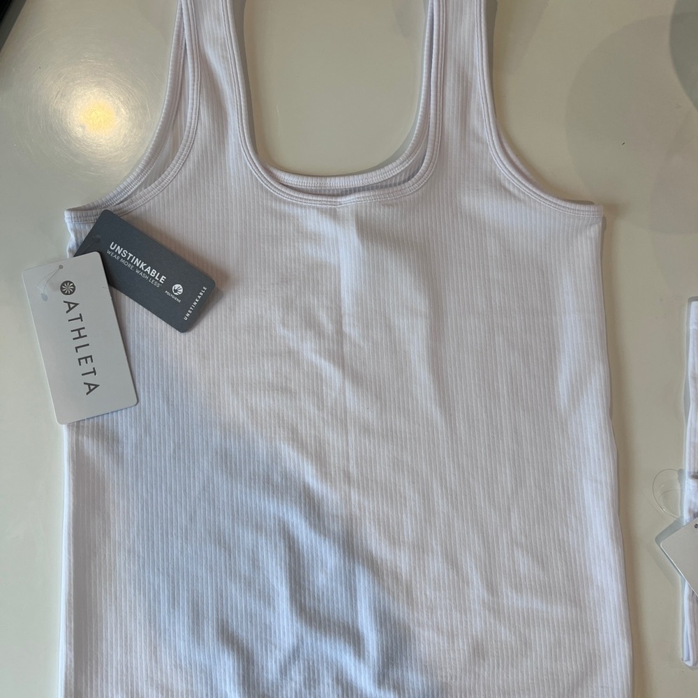 Athleta White Ribbed Tank Top